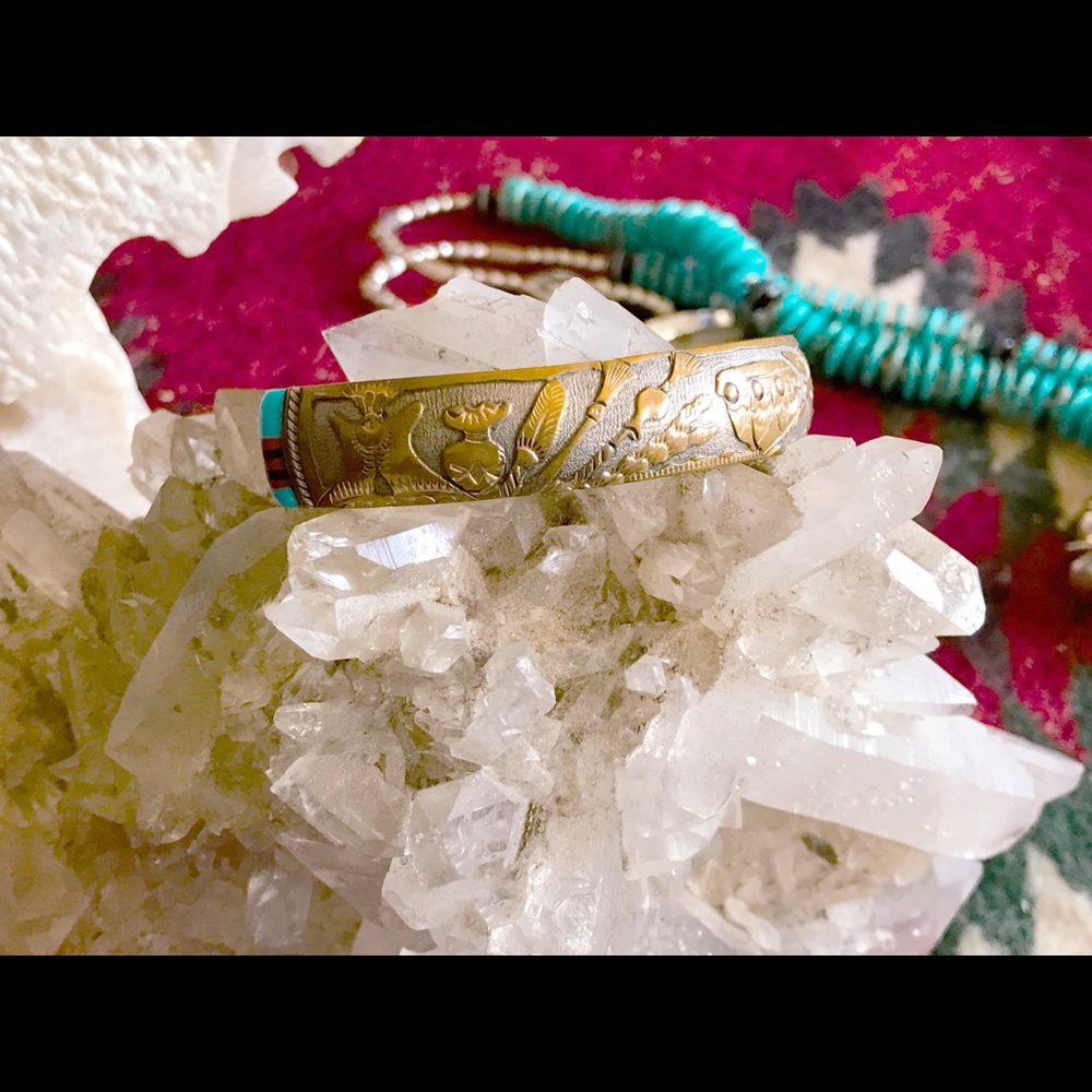 RARE NAC Storyteller sterling and 12K bracelet